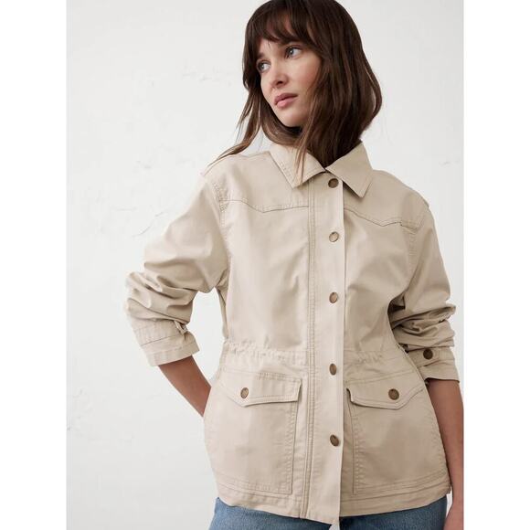 2025 BANANA REPUBLIC Wmn L Classic Twill 4 Pocket Utility Button Jacket Twill - Picture 4 of 16